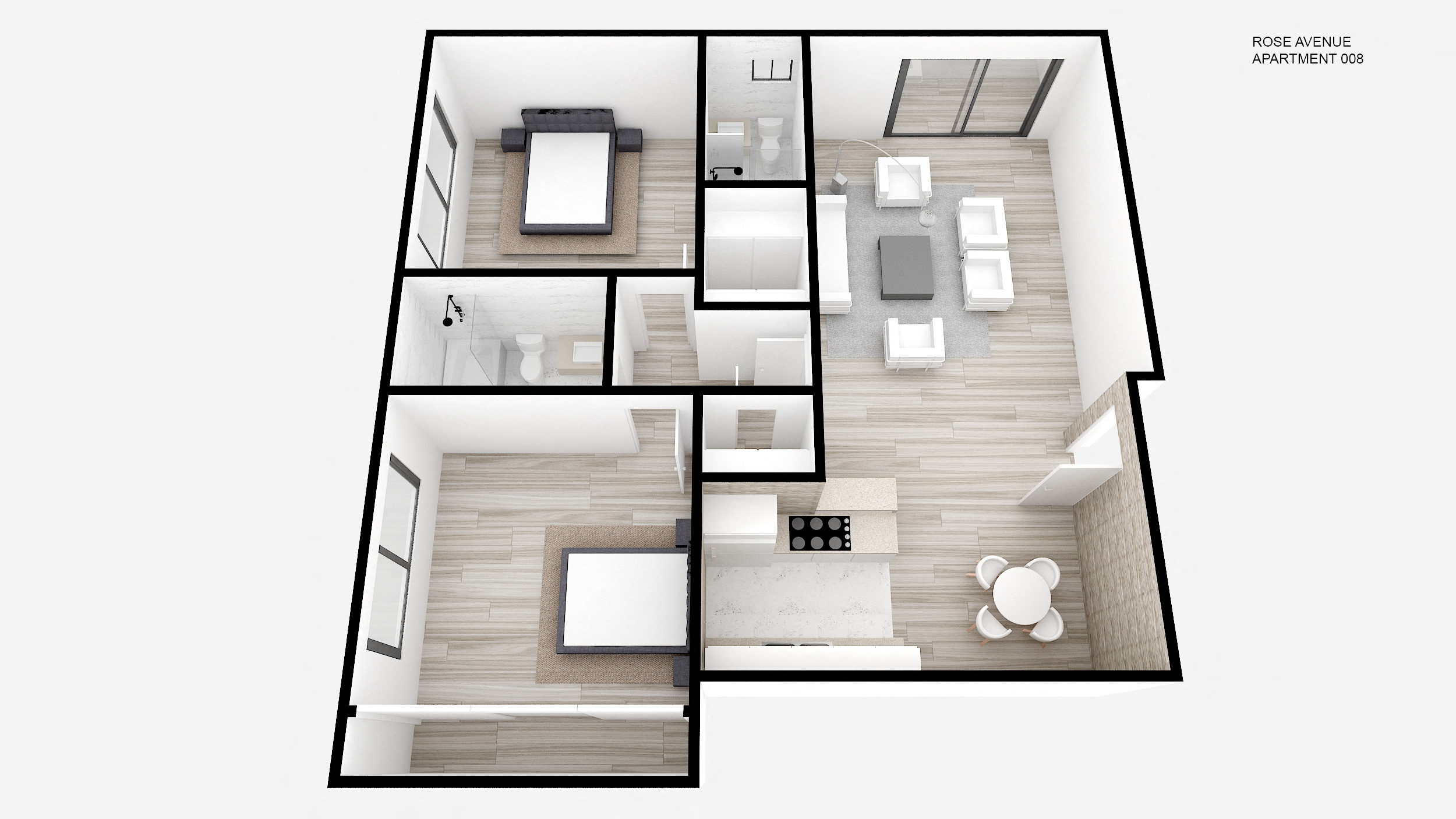 Floor plan for 2 beds, 2 baths, 996 sqft